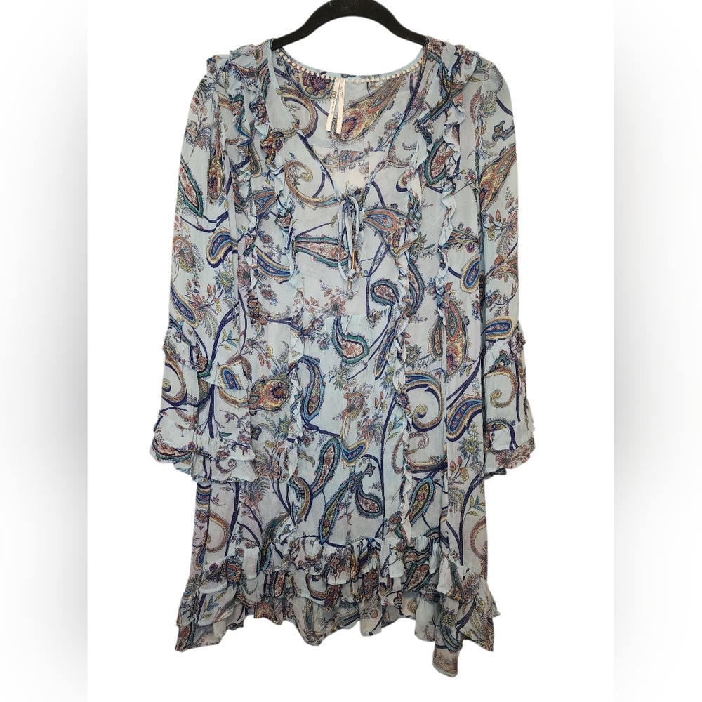 ​Anthropologie Boho Paisley Ruffle Mini Dress - Medium